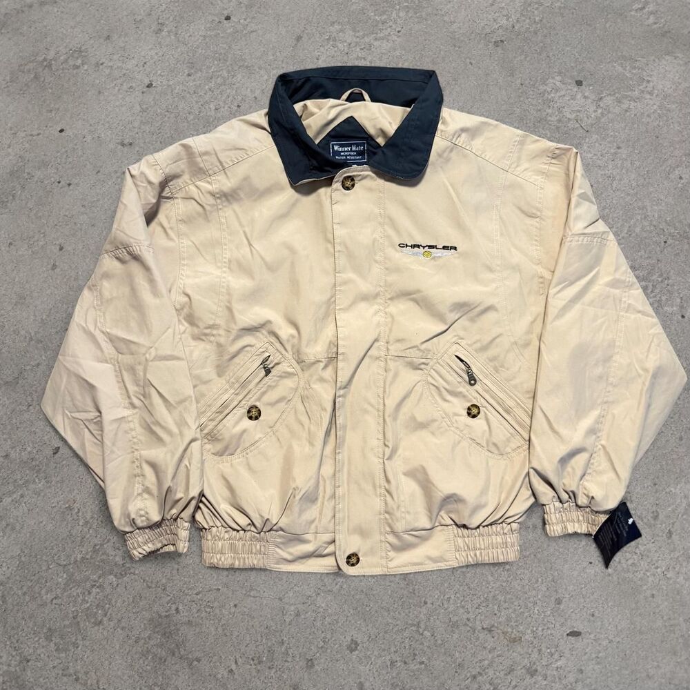 Rare Vintage 1990’s Chrysler Windbreaker Jacket Tan Mens Size Large